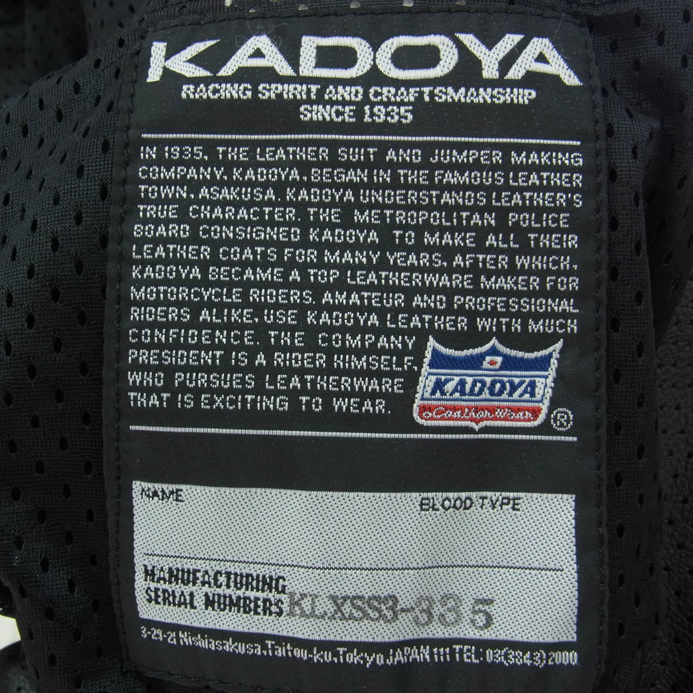 KADOYA カドヤ BLACK HORSE レザー レーシング ジャケット ブラック系 XL【中古】