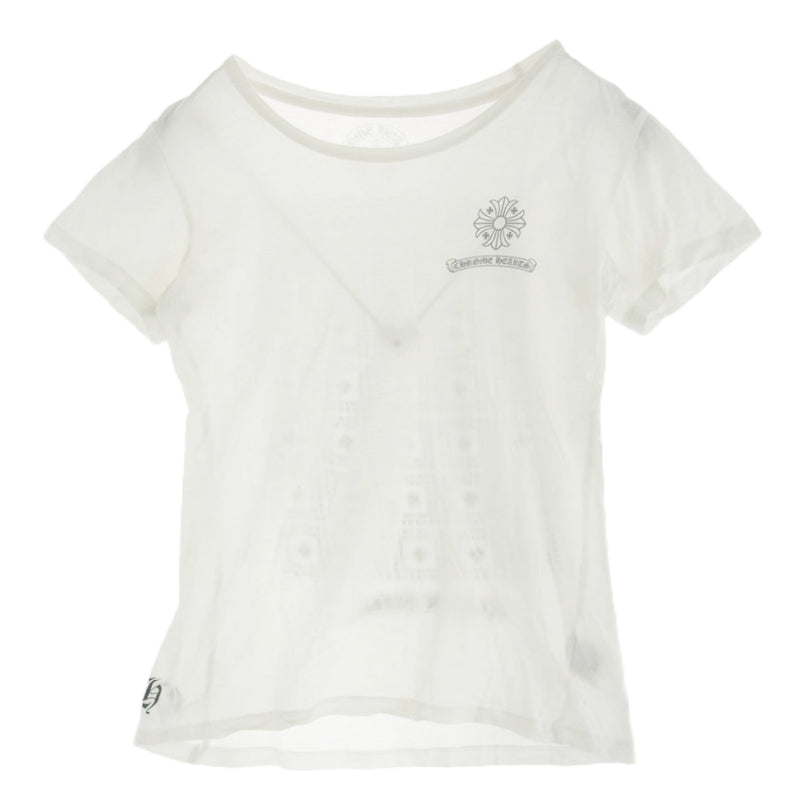 CHROME HEARTS クロムハーツ（原本無） フレームドクロス ロゴプリント 半袖 Tシャツ カットソー ホワイト系 M【中古】