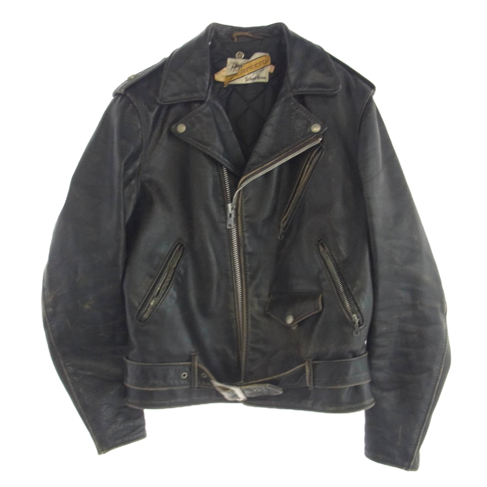 schott ショット 70s 牛タグ前期 ダブルライダース レザー ジャケット ブラック系 38【中古】