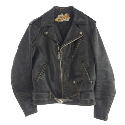 schott ショット 70s 牛タグ前期 ダブルライダース レザー ジャケット ブラック系 38【中古】