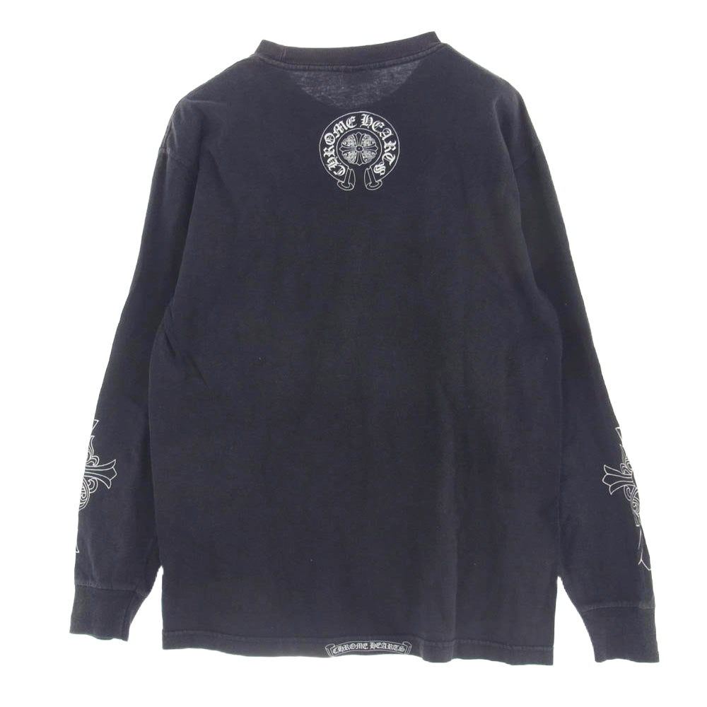 CHROME HEARTS クロムハーツ（原本無） Vine Dagger Print L/S Tee ヴァインダガー ポケット ホースシュー ロゴ プリント ロングスリーブ Tシャツ 長袖 カットソー ロンT ブラック系 M【中古】