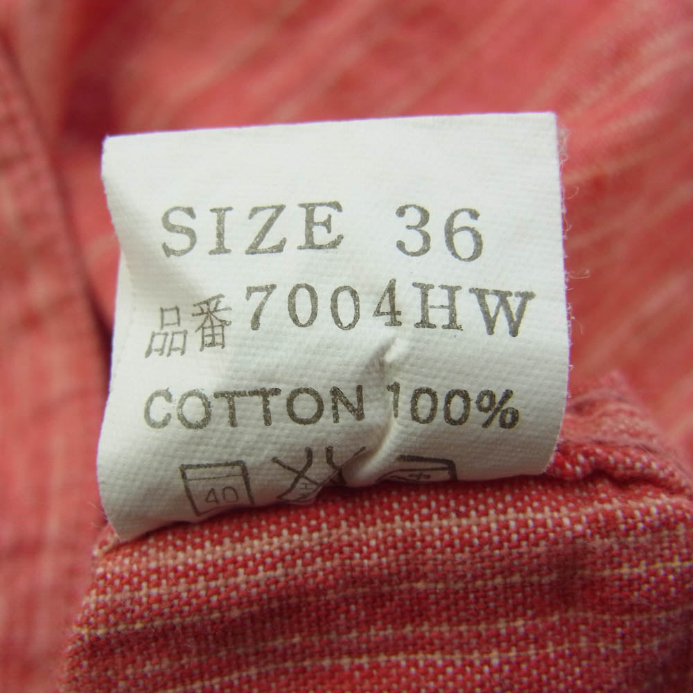 THE FLAT HEAD ザフラットヘッド 7004HW シャンブレー 半袖 ウエスタン シャツ ピンク系 36【中古】
