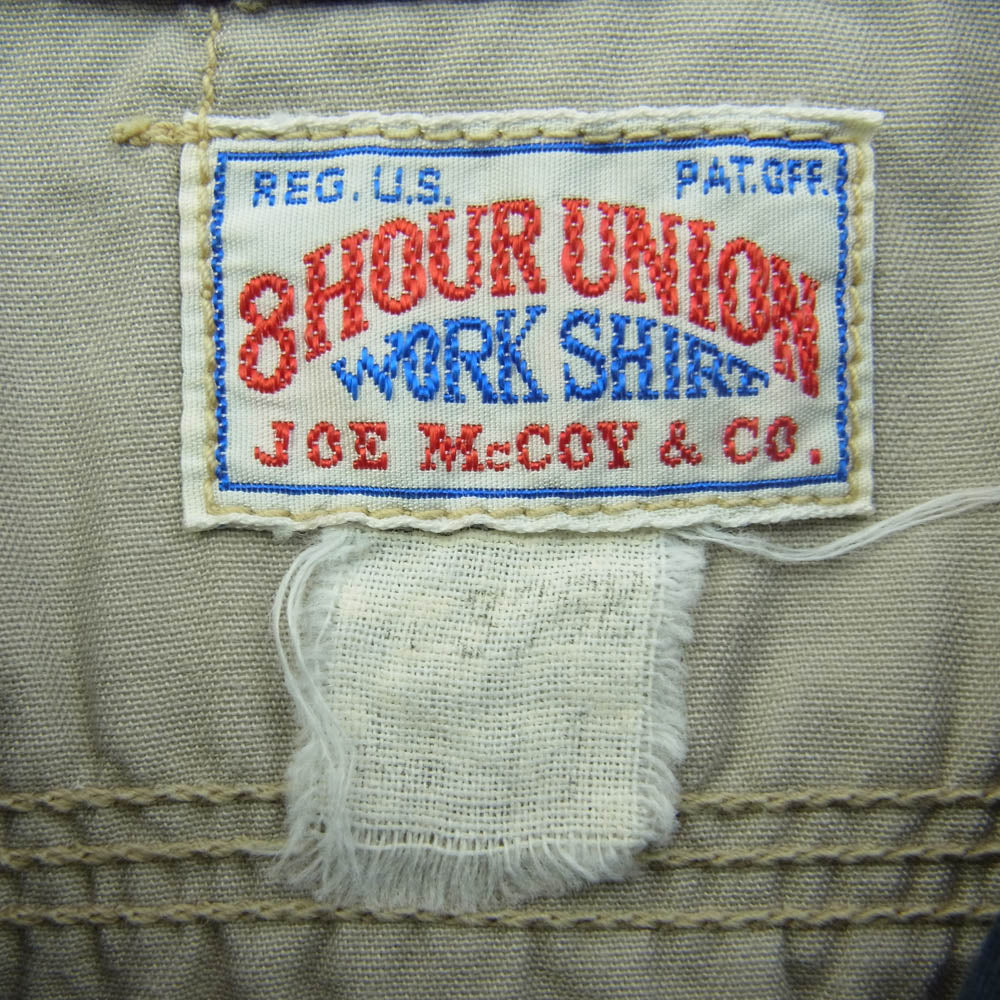 ジョーマッコイ 8HOUR UNION REPAIR SERVICE ALBERTSON MOTORS INC ワッペン付き 長袖 ワーク シャツ ベージュ系 インディゴブルー系 44【中古】