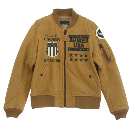 AVIREX アヴィレックス 6261023 ゴートスキン MA-1 UNITED STATES スタッズ レザー ブルゾン フライトジャケット ライトブラウン系【中古】