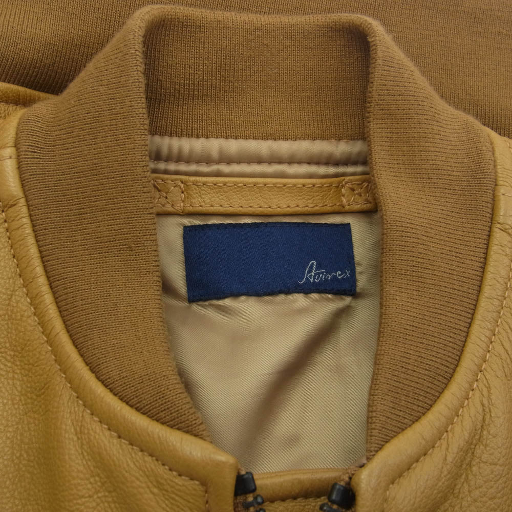 AVIREX アヴィレックス 6261023 ゴートスキン MA-1 UNITED STATES スタッズ レザー ブルゾン フライトジャケット ライトブラウン系【中古】