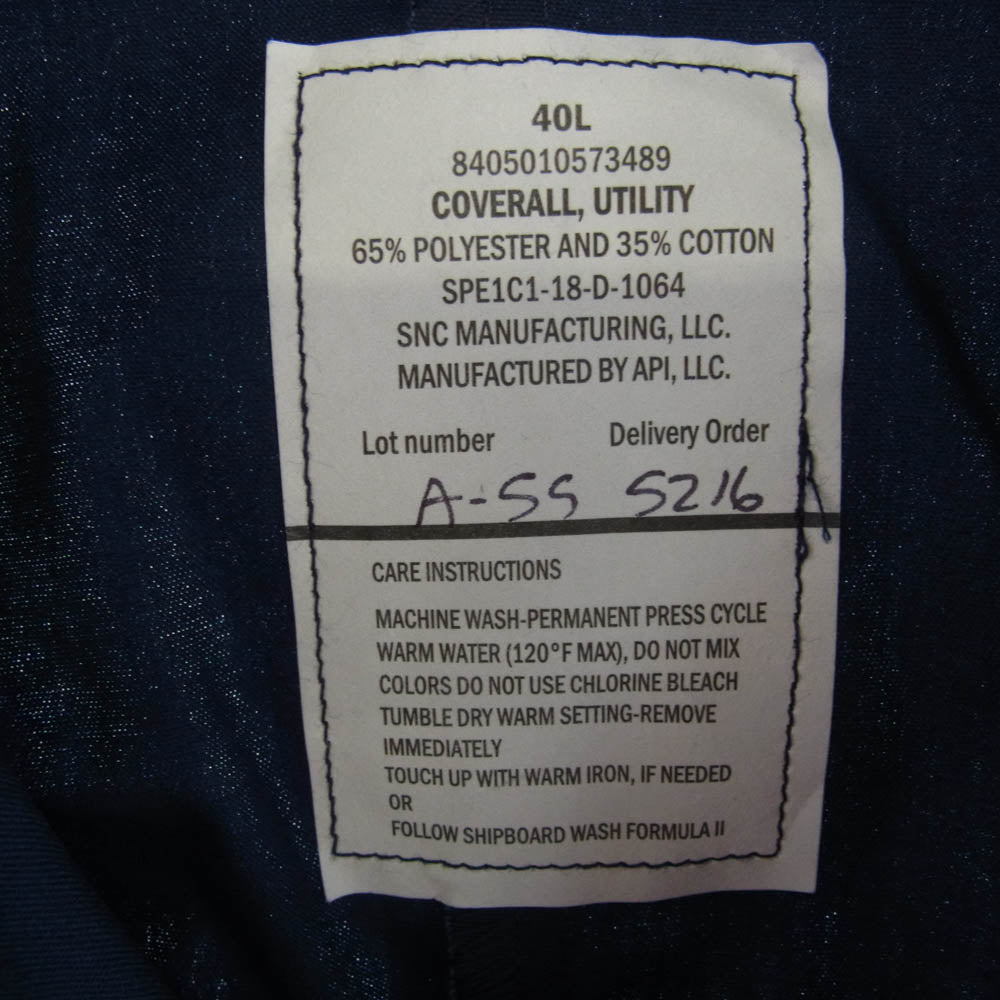 米海軍 海軍 SPE1C1-18-D-1064 SNC API Utility Coverall ネイビー系【美品】【中古】