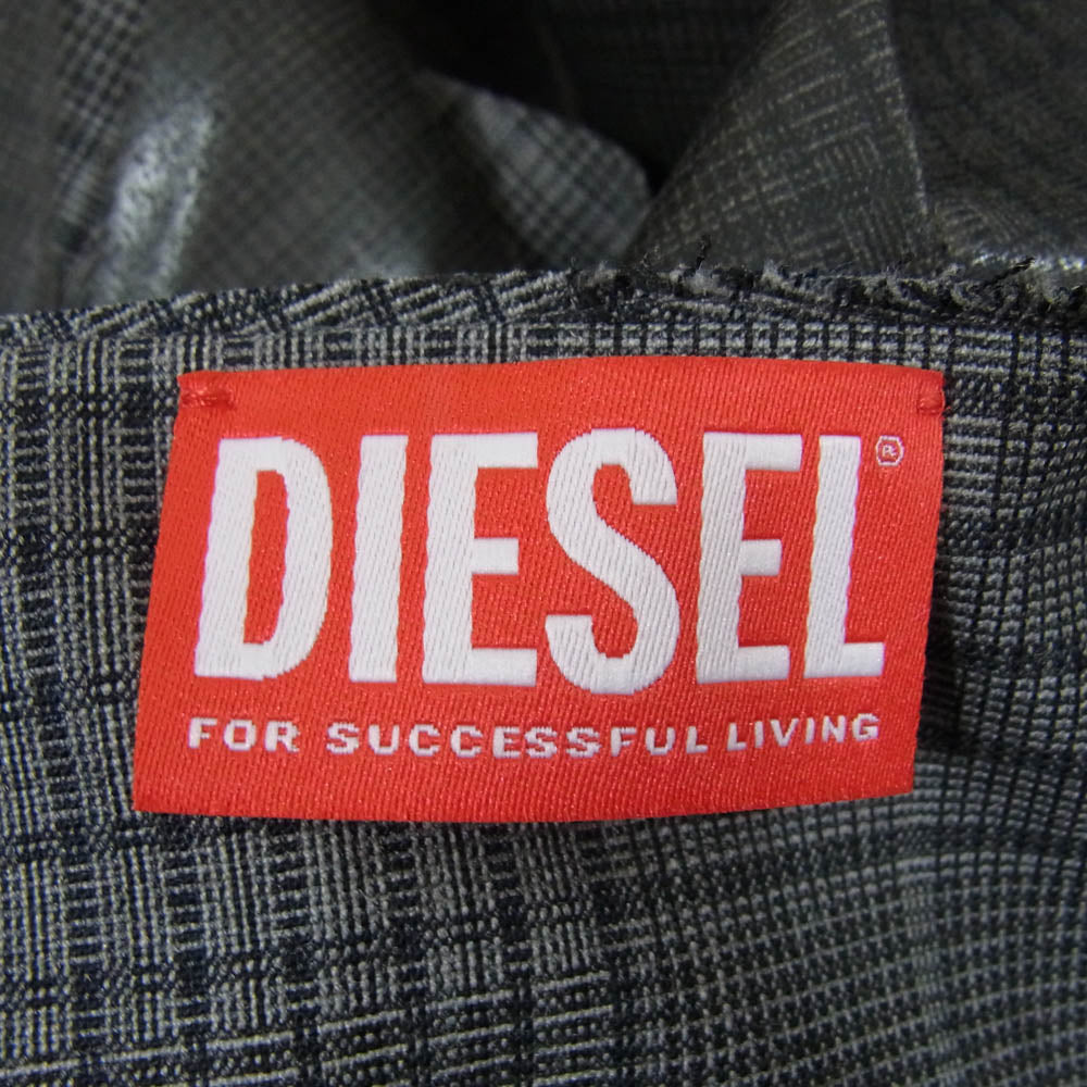 DIESEL ディーゼル O-ZIRC Mini skirt with Prince of Wales check チェック柄 プリーツ ミニ スカート ブラック系 36【中古】