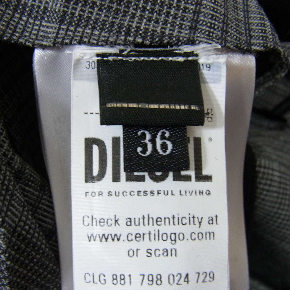 DIESEL ディーゼル O-ZIRC Mini skirt with Prince of Wales check チェック柄 プリーツ ミニ スカート ブラック系 36【中古】
