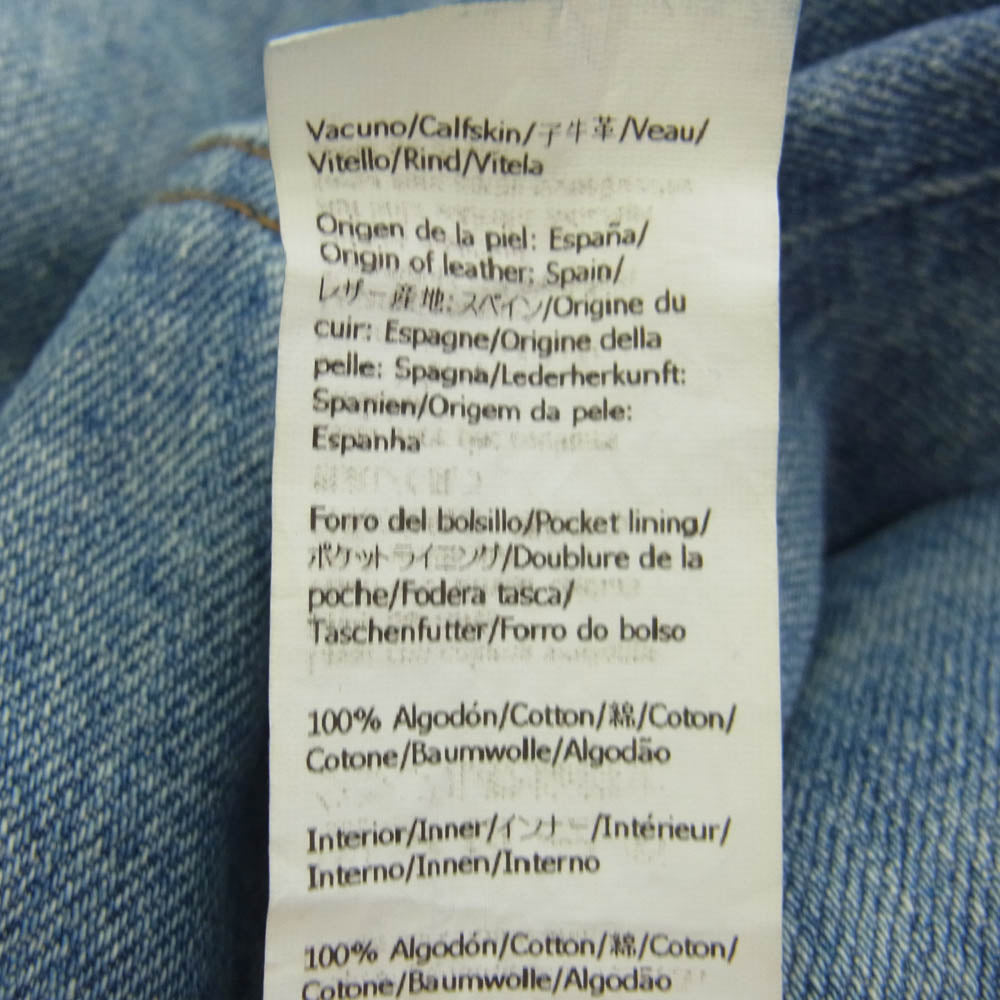 LOEWE ロエベ H526Y11W18 Straight-Leg Jeans In Denim レザーパッチ ストレートレッグ ジーンズ デニムパンツ ヴィンテージブルー インディゴブルー系 50【美品】【中古】