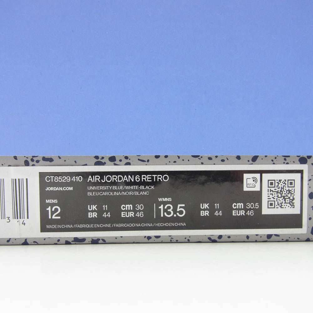 NIKE ナイキ CT8529-410 AIR JORDAN 6 RETRO UNIVERSITY BLUE エアジョーダン6 ライトブルー系 30cm【極上美品】【中古】