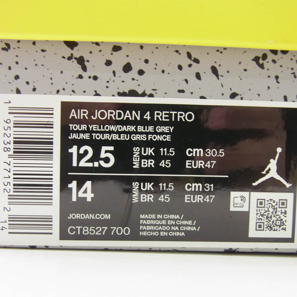 NIKE ナイキ CT8527-700 AIR JORDAN 4 RETRO TOUR YELLOW エアジョーダン4 レトロ イエロー系 30.5cm【極上美品】【中古】