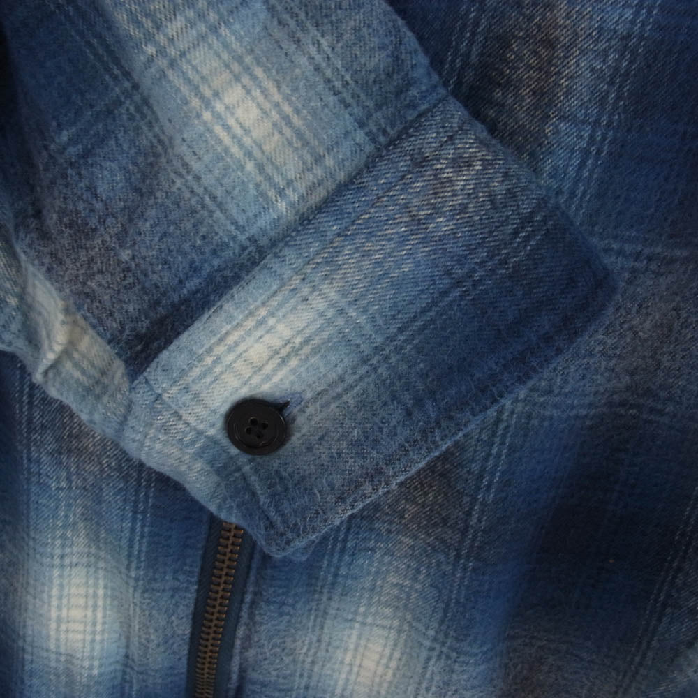 キネマ 22AW KNM-22AW-SH08 オンブレチェック ジップアップ フランネル シャツ ブルゾン ジャケット ブルー系 L【中古】