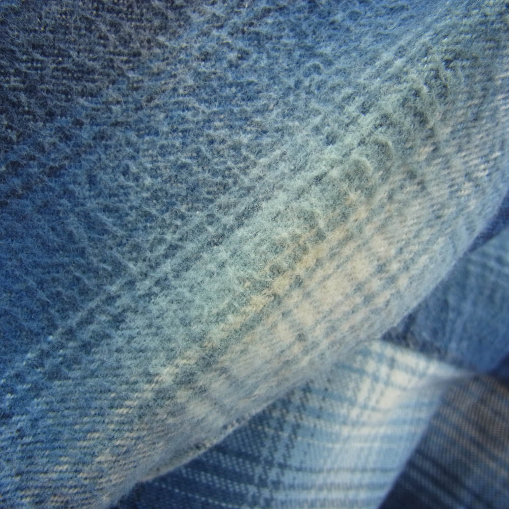 キネマ 22AW KNM-22AW-SH08 オンブレチェック ジップアップ フランネル シャツ ブルゾン ジャケット ブルー系 L【中古】