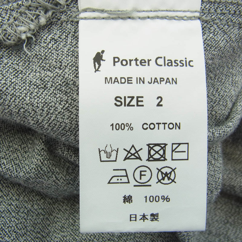 PORTER CLASSIC ポータークラシック 22AW PC-016-2037-11-2 LONG RIDERS SHIRT ロング ライダース シャツ グレー系 2【新古品】【未使用】【中古】