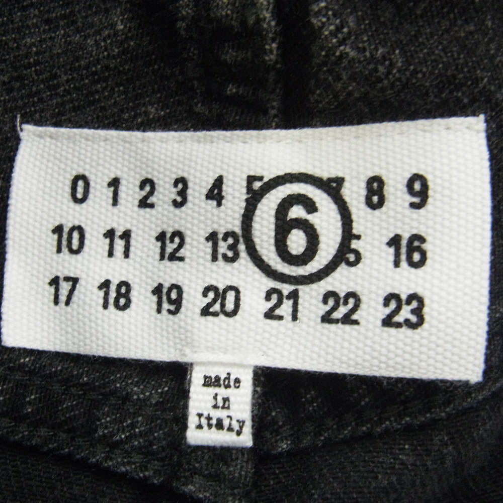 MAISON MARGIELA メゾンマルジェラ 24SS S62LB0163 MM6 エムエムシックス DENIM PANTS ワイド デニム パンツ 横開き ボタン止め ベルトドローコード ブラック系 グレー系 24【新古品】【未使用】【中古】