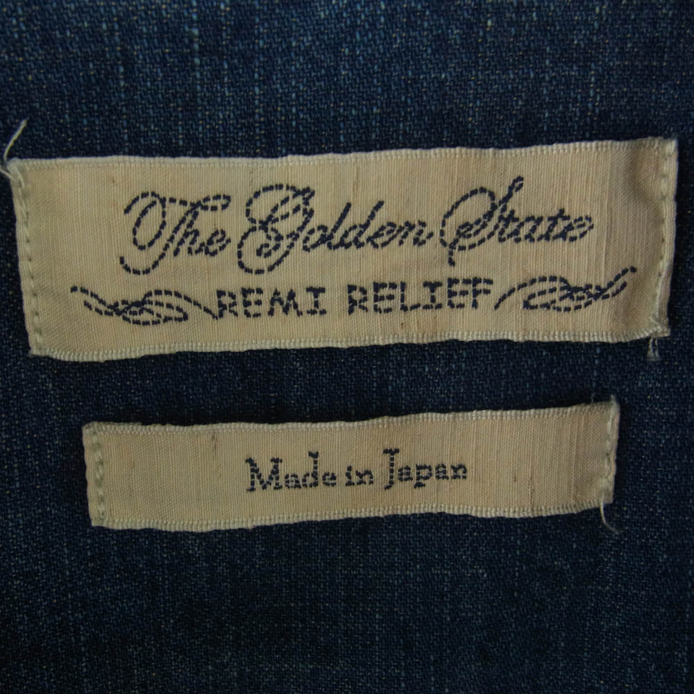 REMI RELIEF レミレリーフ デニム ウエスタン シャツ インディゴブルー系 M【中古】