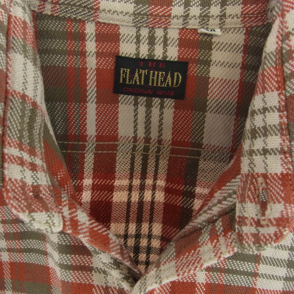 THE FLAT HEAD ザフラットヘッド ヘビーネル チェック シャツ レッド系 38【中古】