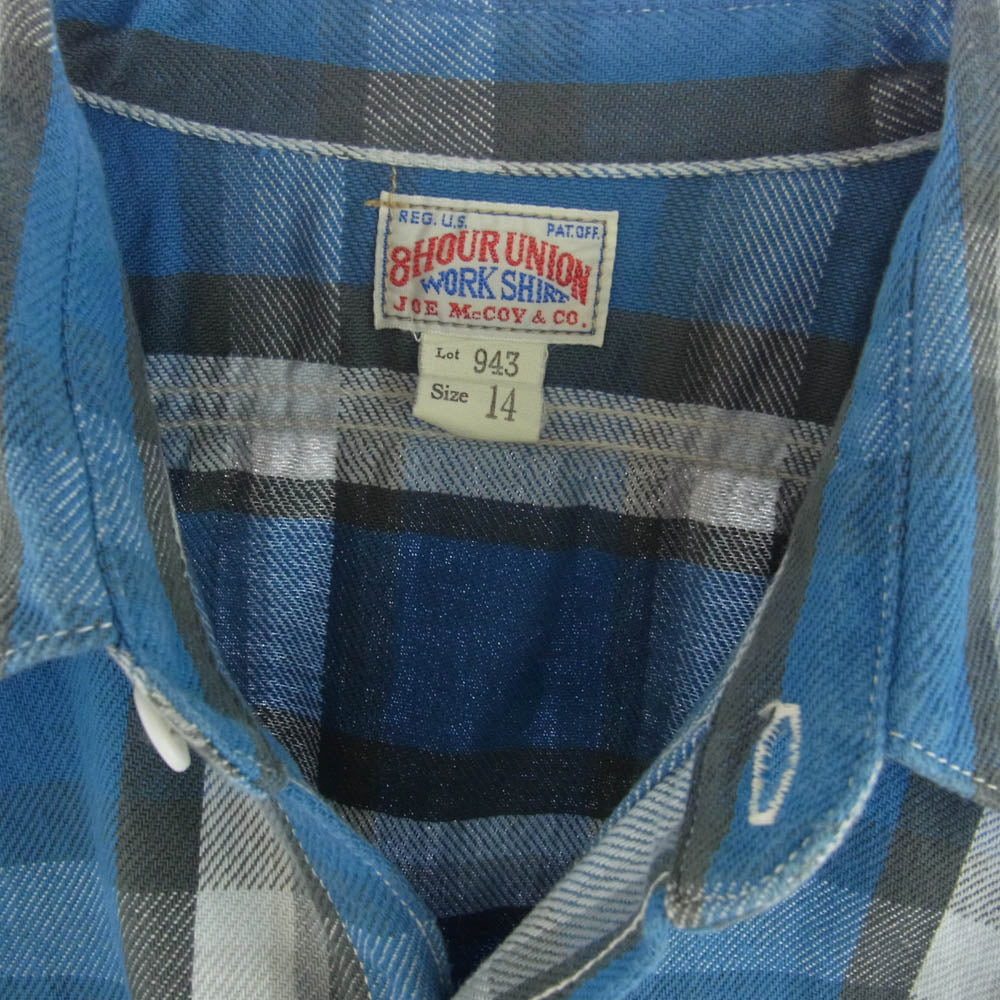 The REAL McCOY'S ザリアルマッコイズ JOE McCOY ジョーマッコイ 8HU ヘビーネル チェック シャツ グレー系 ブルー系 14【中古】
