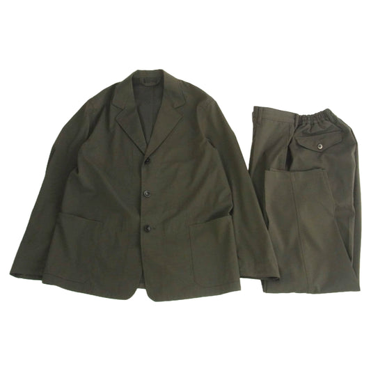 コロニー クロージング ウール 3B テーラードジャケット イージー スラックスパンツ セットアップ スーツ カーキ系 46【中古】