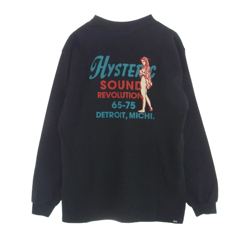 HYSTERIC GLAMOUR ヒステリックグラマー 24AW 02243CL07 SOUND REVOLUTION サウンドレボリューション 長袖 Tシャツ ロンT ブラック系 L【新古品】【未使用】【中古】