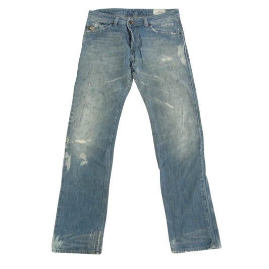 DIESEL ディーゼル DARRONレザーパッチ付 デニム パンツ インディゴブルー系 w30【中古】