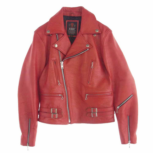 アールビーシー レザー ダブル ライダース ジャケット レッド系 40【中古】