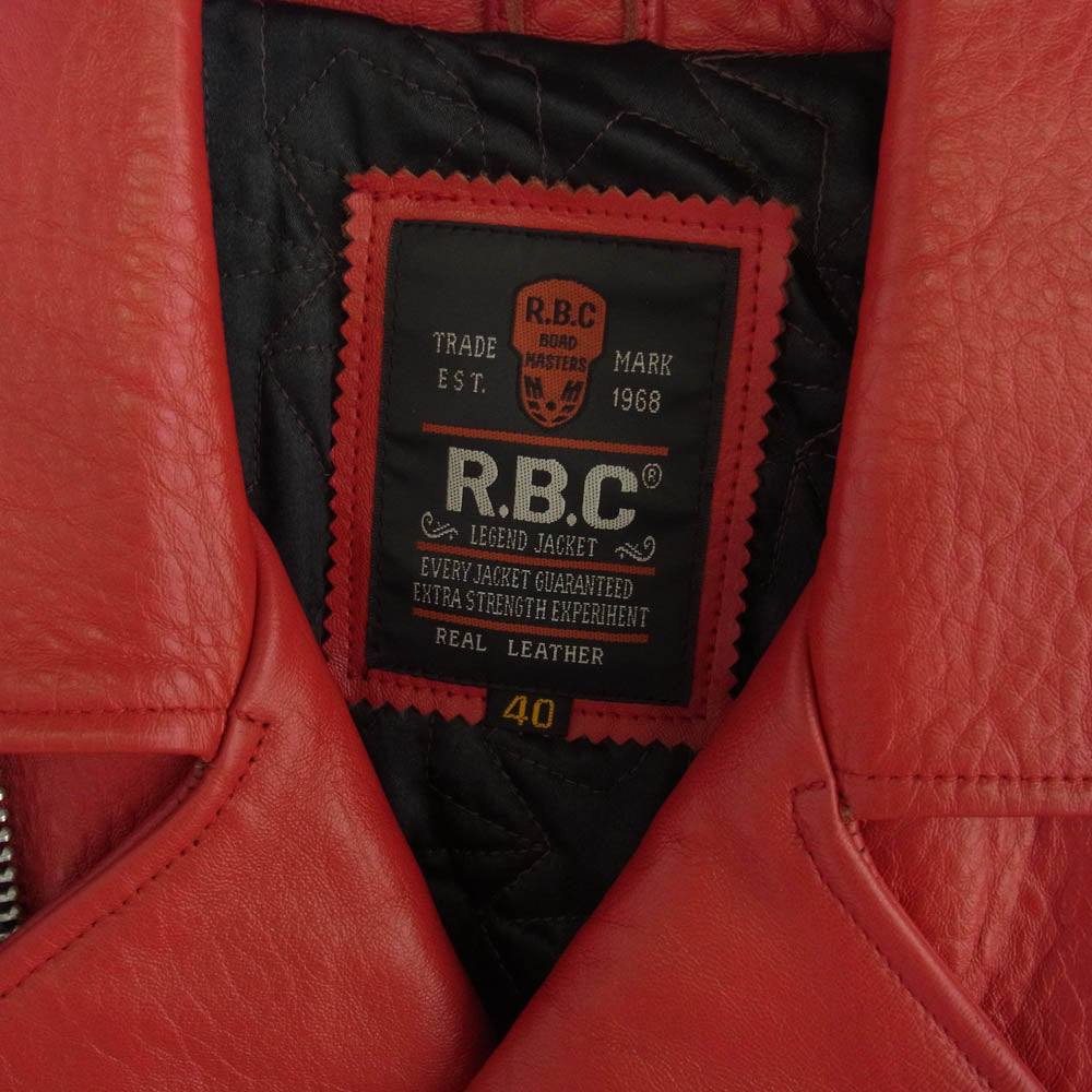 アールビーシー レザー ダブル ライダース ジャケット レッド系 40【中古】