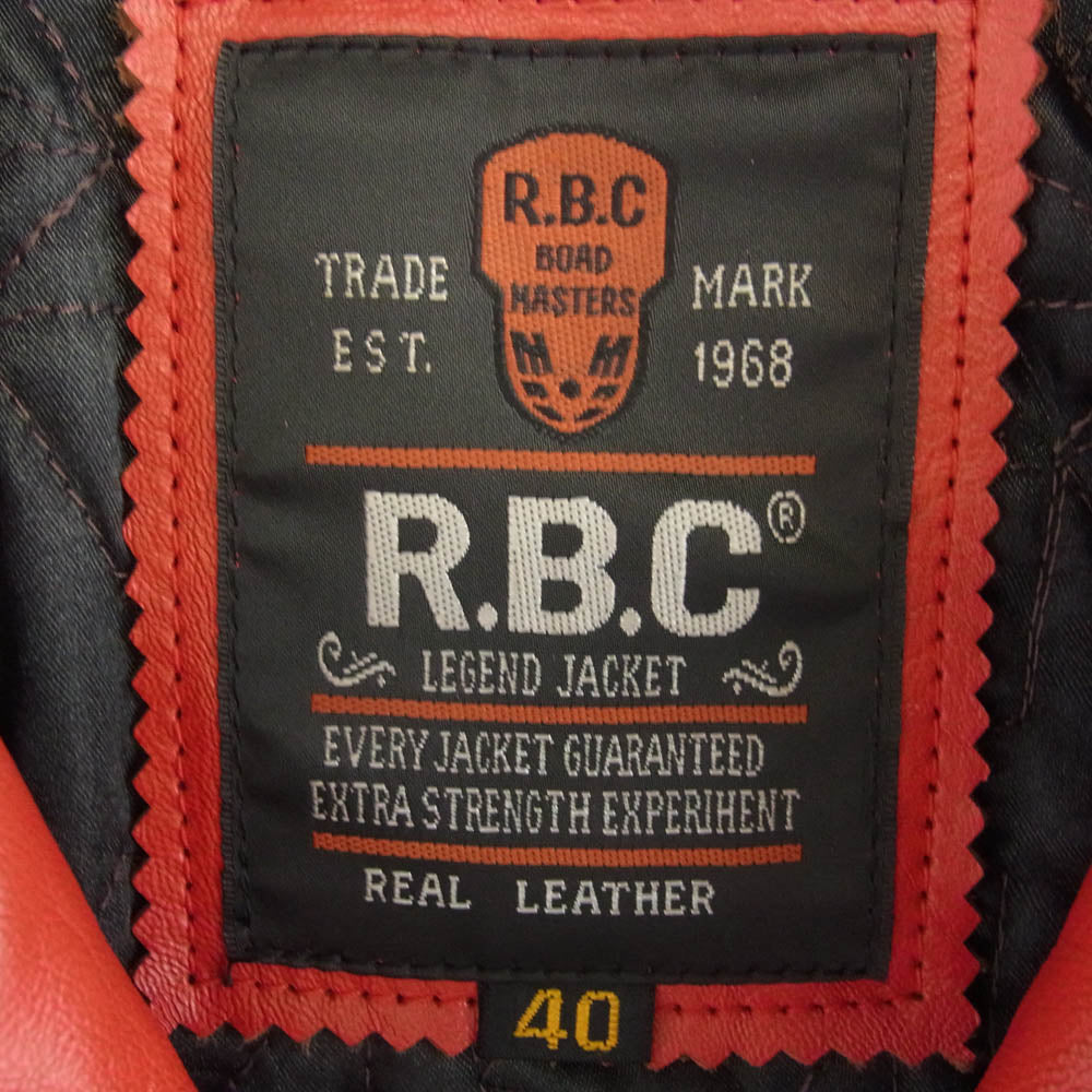 アールビーシー レザー ダブル ライダース ジャケット レッド系 40【中古】