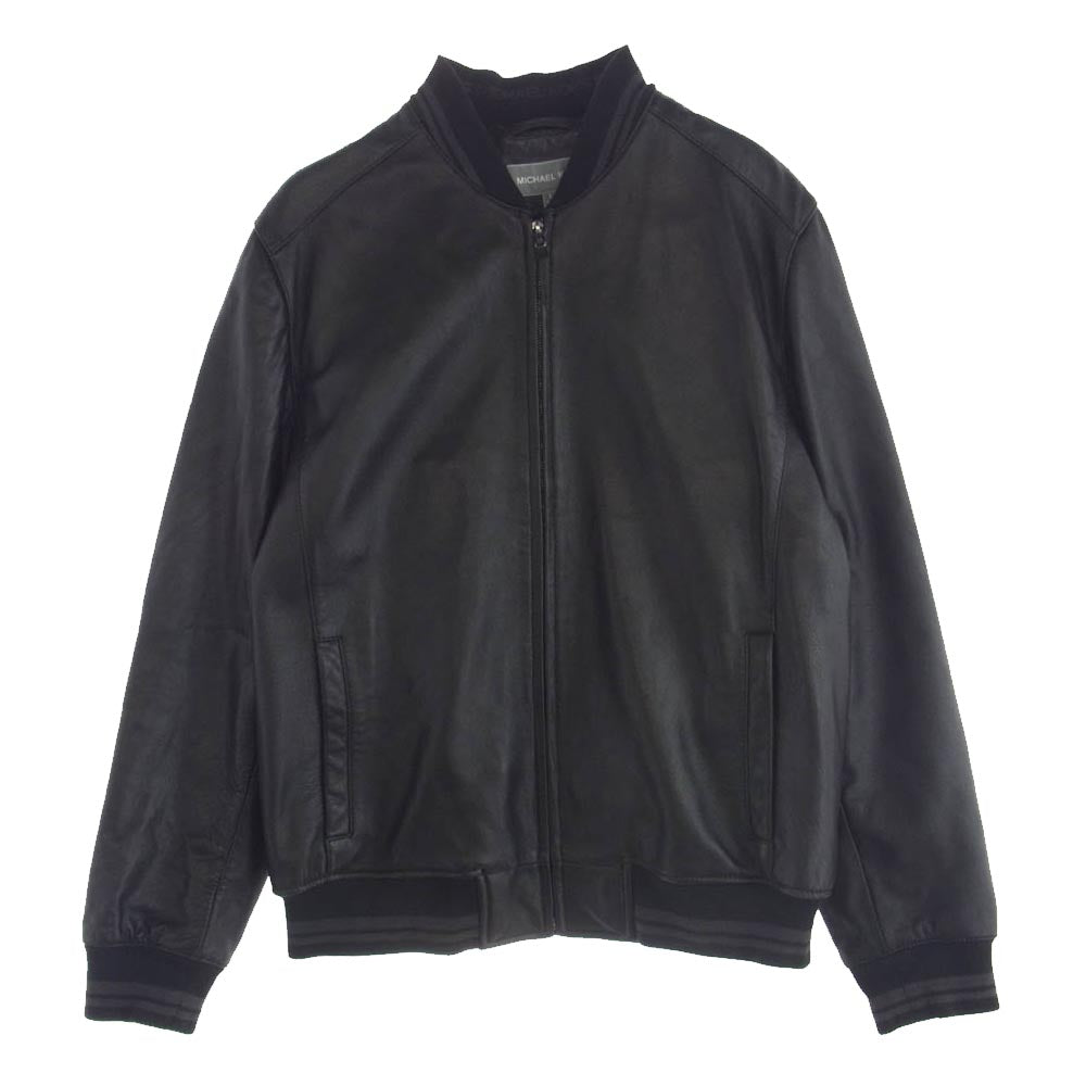 Michael Kors マイケルコース MC56500 ラム レザー ボンバー ジャケット 羊革 ブラック系 L【中古】