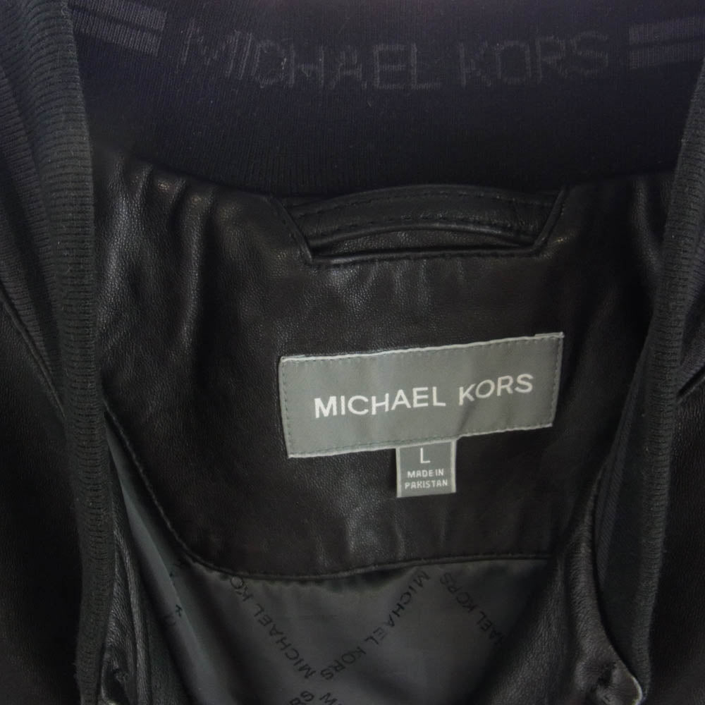 Michael Kors マイケルコース MC56500 ラム レザー ボンバー ジャケット 羊革 ブラック系 L【中古】