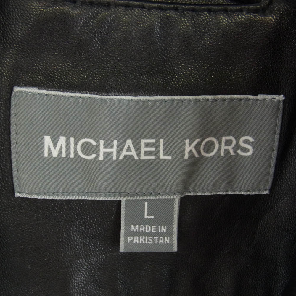 Michael Kors マイケルコース MC56500 ラム レザー ボンバー ジャケット 羊革 ブラック系 L【中古】