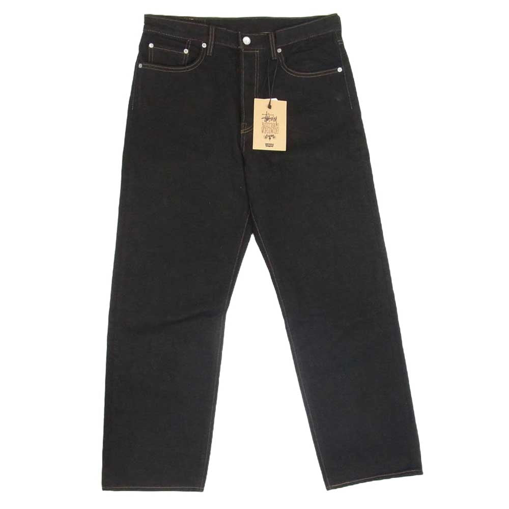 STUSSY ステューシー A83270001 × Levi' Crispy Rinse Jean リーバイス クリスピー リンス ジーンズ ロゴ 刺繍 ブラック デニム ブラック系 32【新古品】【未使用】【中古】