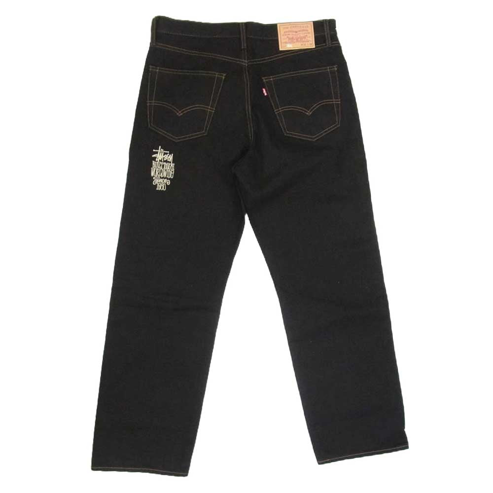 STUSSY ステューシー A83270001 × Levi' Crispy Rinse Jean リーバイス クリスピー リンス ジーンズ ロゴ 刺繍 ブラック デニム ブラック系 32【新古品】【未使用】【中古】