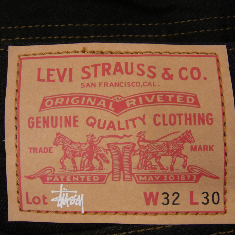 STUSSY ステューシー A83270001 × Levi' Crispy Rinse Jean リーバイス クリスピー リンス ジーンズ ロゴ 刺繍 ブラック デニム ブラック系 32【新古品】【未使用】【中古】