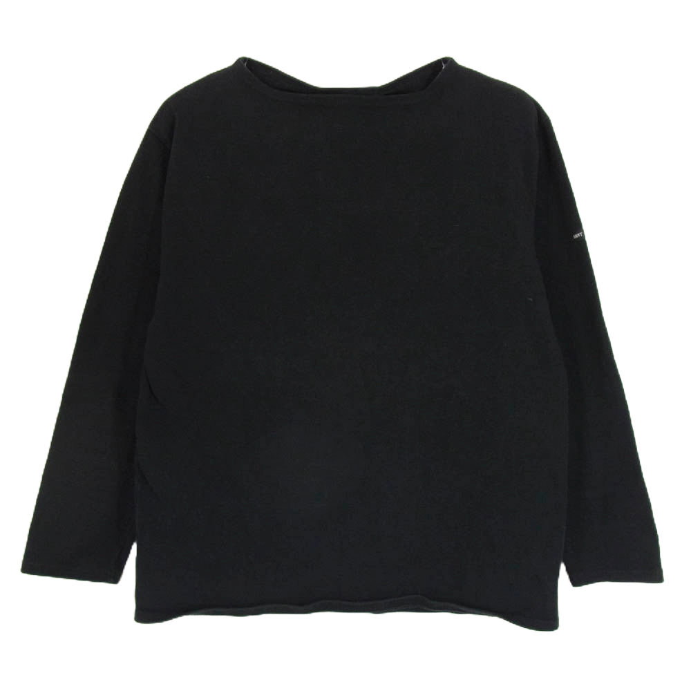 SAINT JAMES セントジェームス 袖ロゴ 長袖 バスクシャツ ブラック系 M【中古】