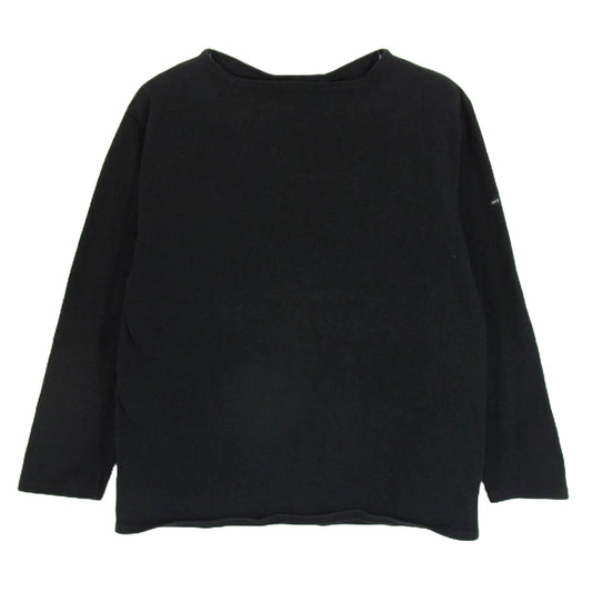 SAINT JAMES セントジェームス 袖ロゴ 長袖 バスクシャツ ブラック系 M【中古】