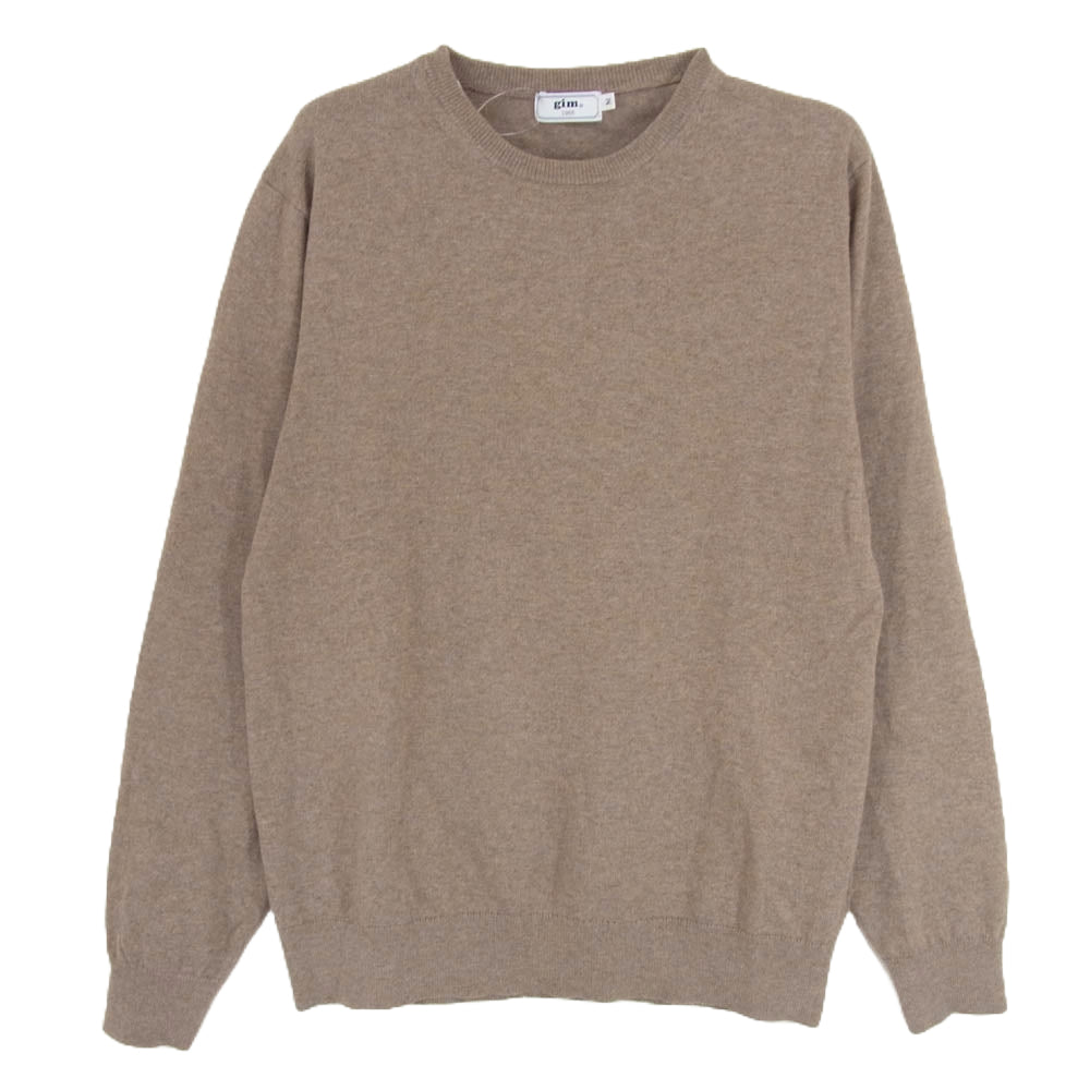 ジム 12G 綿 カシミヤ 天竺 クルーネック ニット セーター ブラウン系 M【中古】