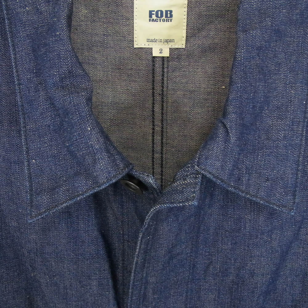 FOB FACTORY エフオービーファクトリー F2447 DENIM COVER ALL デニム カバーオール シャツ インディゴブルー系 2【中古】