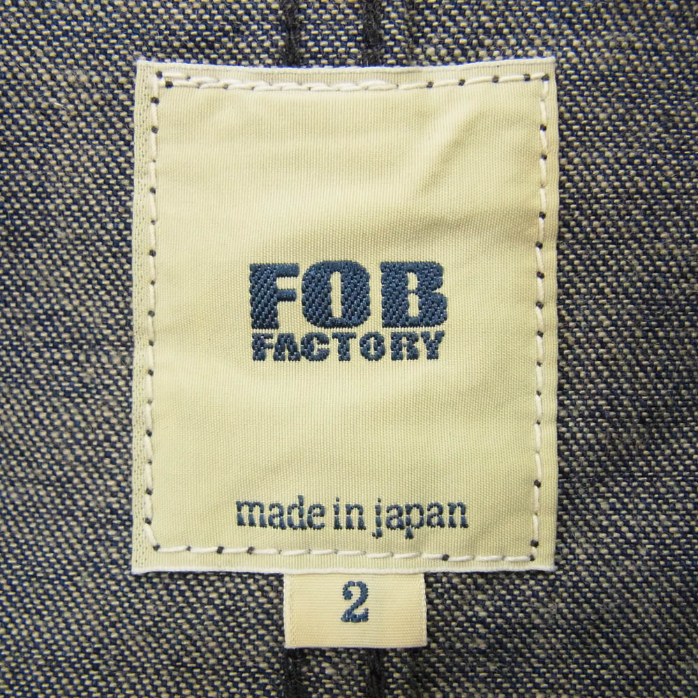FOB FACTORY エフオービーファクトリー F2447 DENIM COVER ALL デニム カバーオール シャツ インディゴブルー系 2【中古】