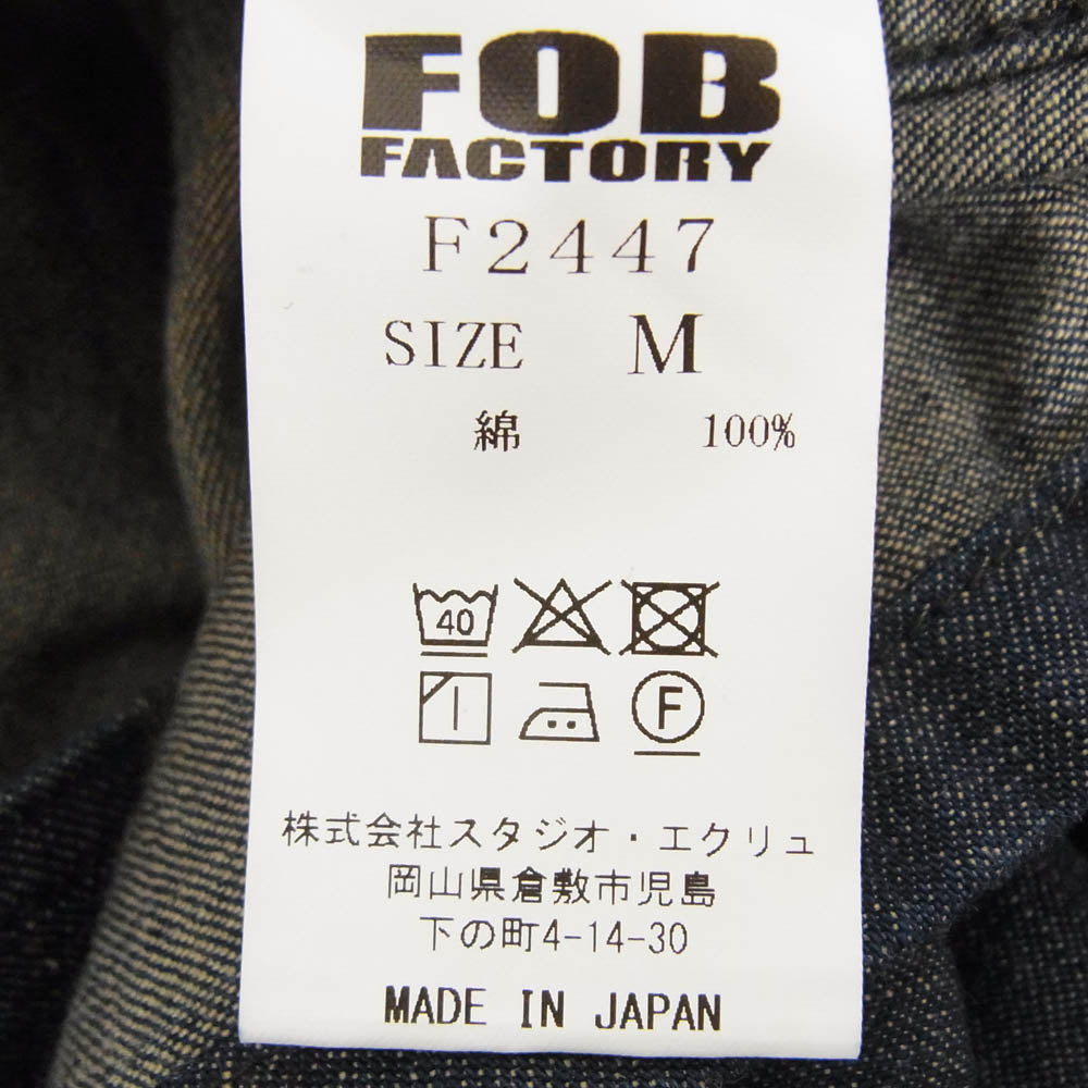 FOB FACTORY エフオービーファクトリー F2447 DENIM COVER ALL デニム カバーオール シャツ インディゴブルー系 2【中古】