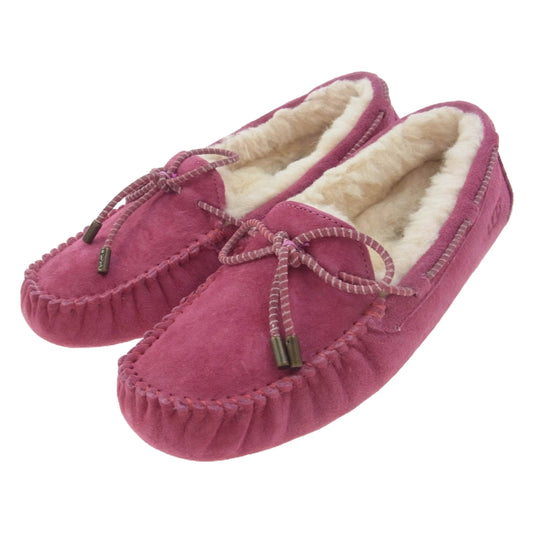 UGG アグ ムートン モカシン シューズ ピンク系 24.0cm【極上美品】【中古】