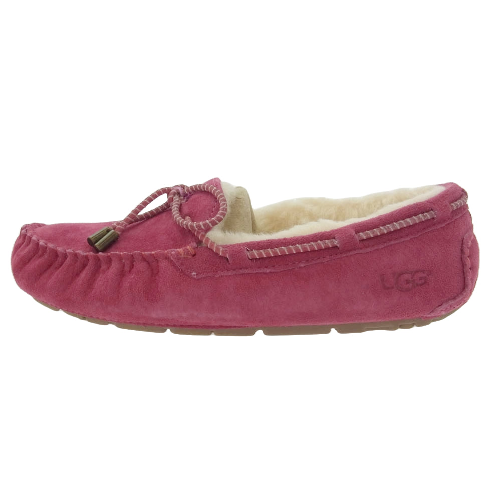 UGG アグ ムートン モカシン シューズ ピンク系 24.0cm【極上美品】【中古】