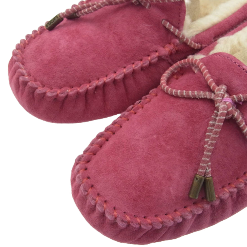 UGG アグ ムートン モカシン シューズ ピンク系 24.0cm【極上美品】【中古】