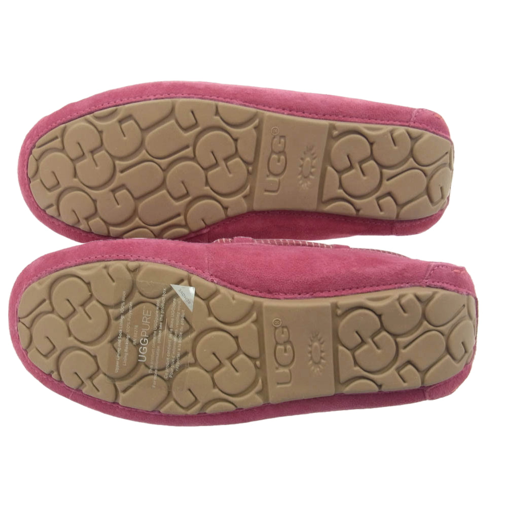 UGG アグ ムートン モカシン シューズ ピンク系 24.0cm【極上美品】【中古】