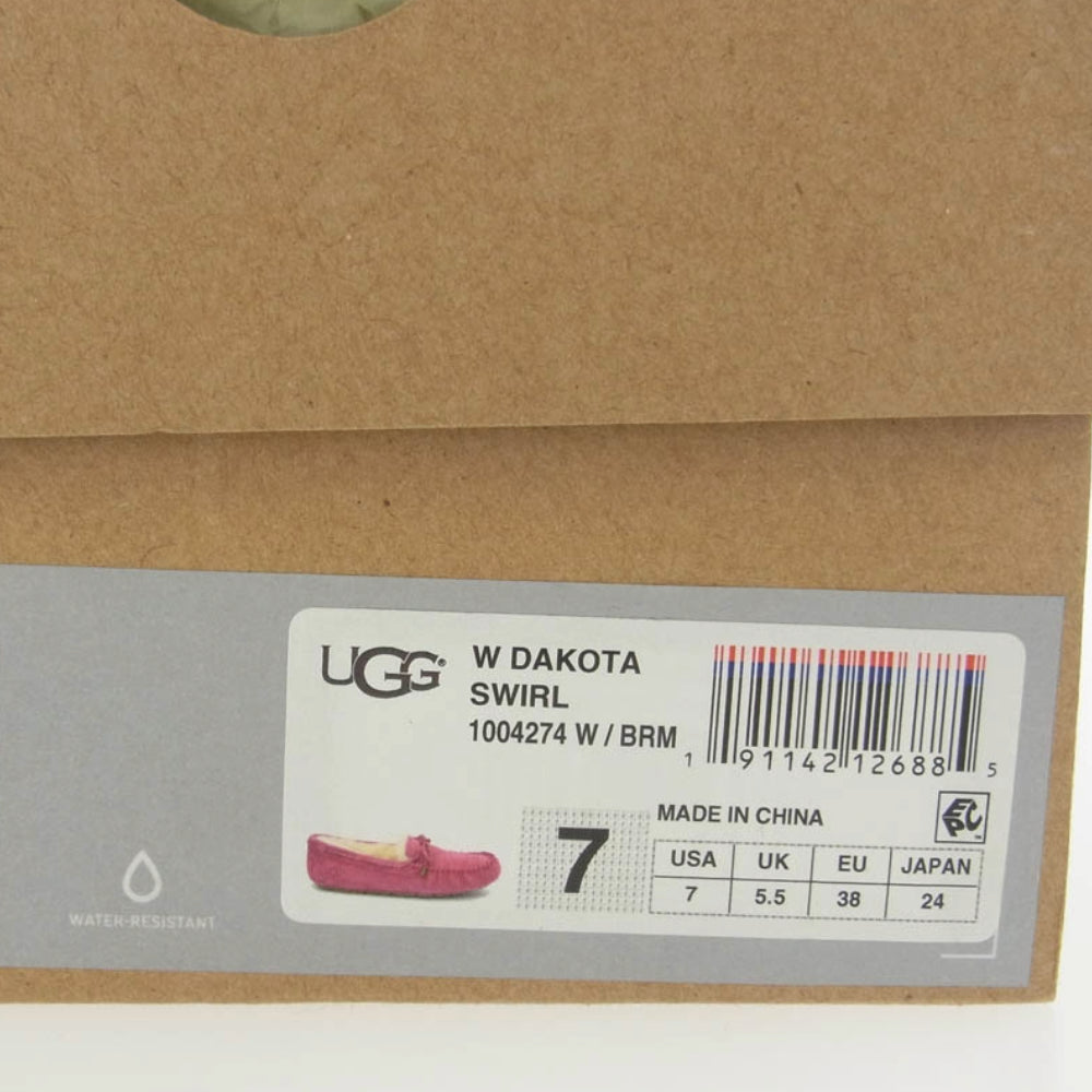 UGG アグ ムートン モカシン シューズ ピンク系 24.0cm【極上美品】【中古】