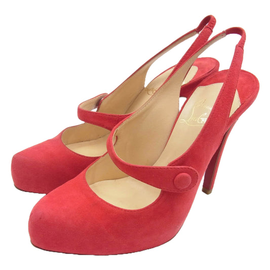 Christian Louboutin クリスチャンルブタン ROLANDE BOUCLE 120 SUEDE スエード ハイヒール パンプス レッド系 35【中古】