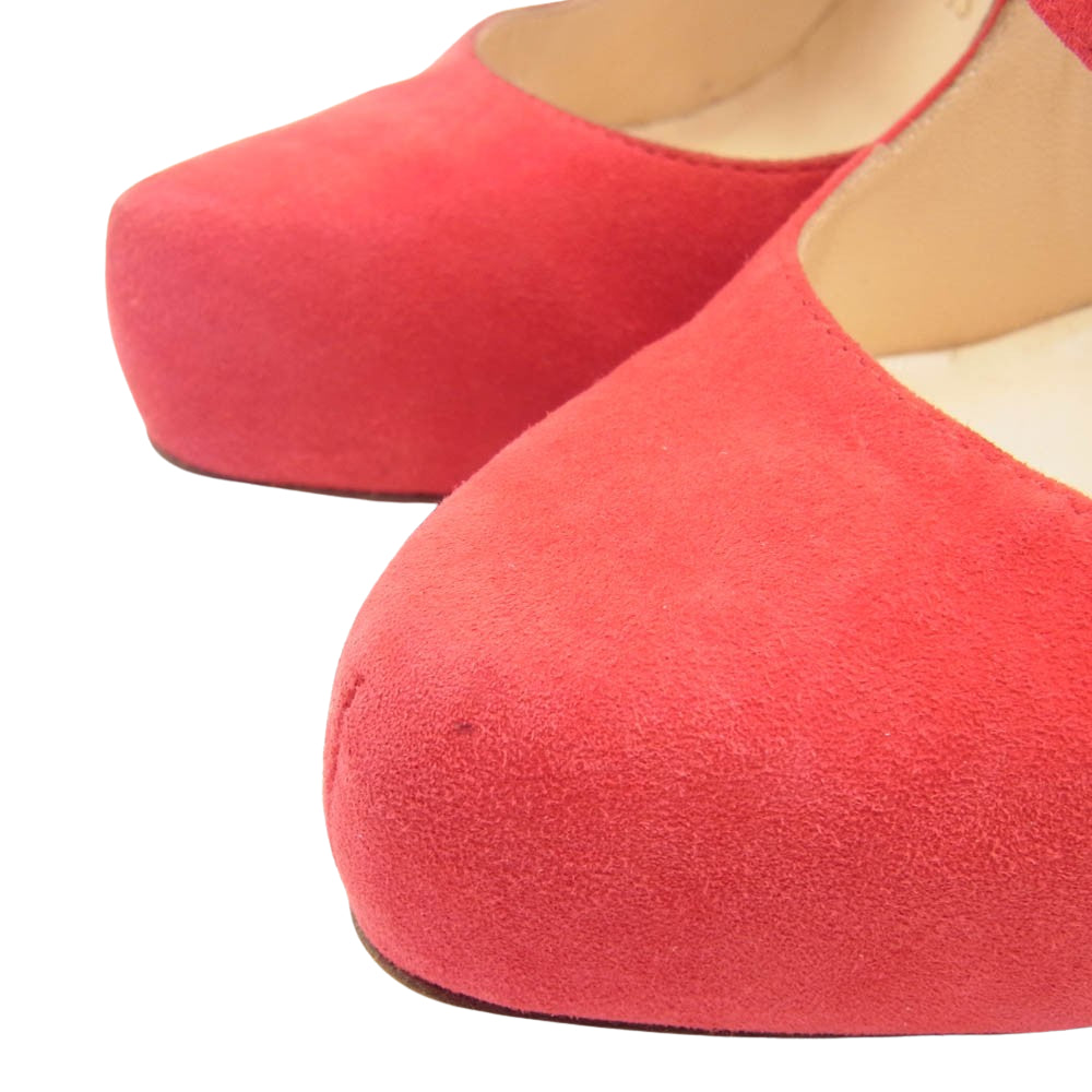Christian Louboutin クリスチャンルブタン ROLANDE BOUCLE 120 SUEDE スエード ハイヒール パンプス レッド系 35【中古】