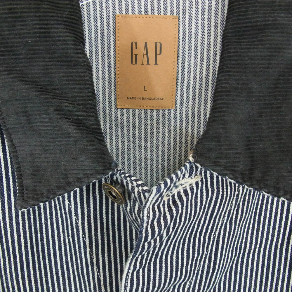 GAP ギャップ 24FW 505680-00 ヒッコリー 襟コーデュロイ レイルロード デニム チョアジャケット ネイビー系 L【中古】