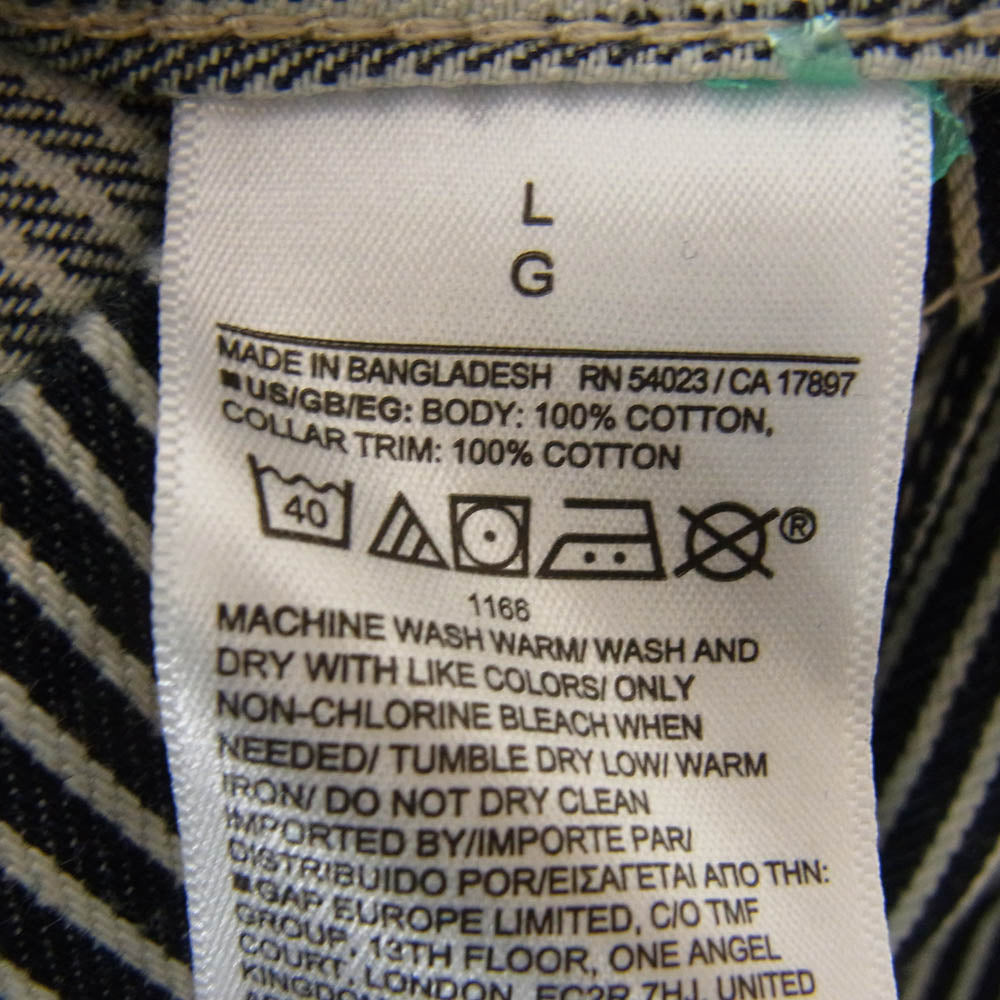 GAP ギャップ 24FW 505680-00 ヒッコリー 襟コーデュロイ レイルロード デニム チョアジャケット ネイビー系 L【中古】