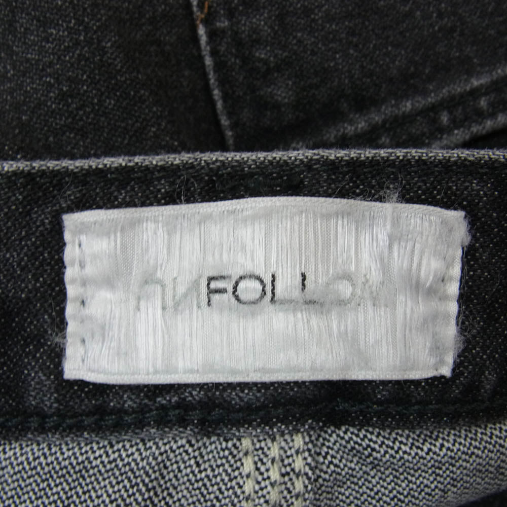 アンフォロー WS0189 FOLL フォル WRANGLER ラングラー ダブルニー ワイド デニムパンツ ジーンズ ブラック系 M【中古】